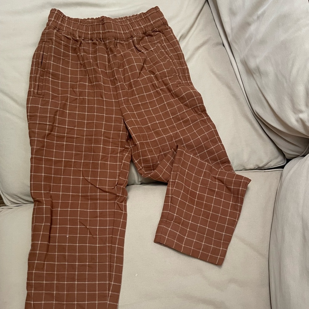 Madewell Petite waffleback window pane high-rise tapered pants